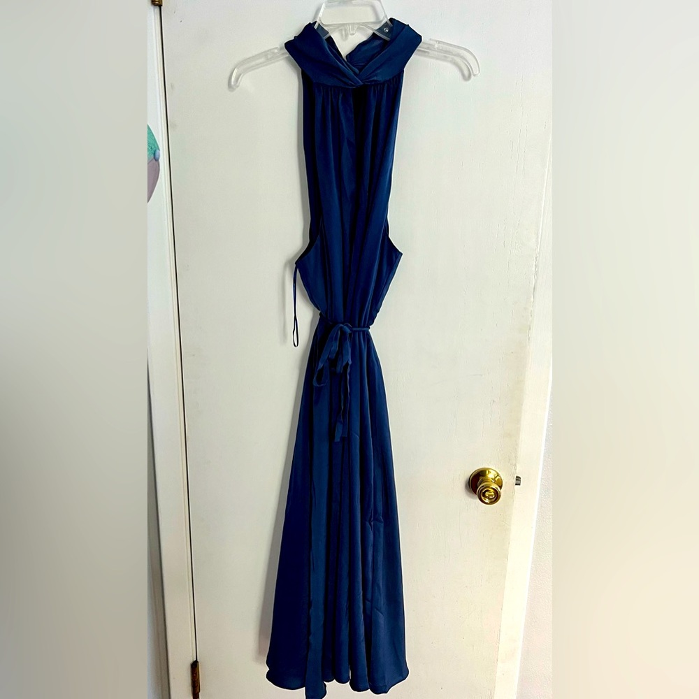 NWT! Banana Republic Factory Navy Halter Neckline Midi Dress, Sz XL